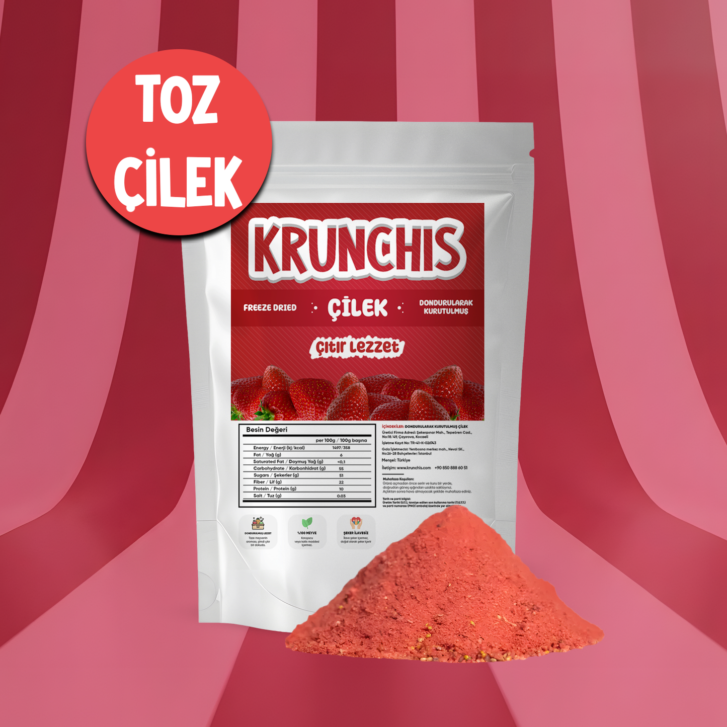 Freeze Dried Toz Çilek - Toptan Paket